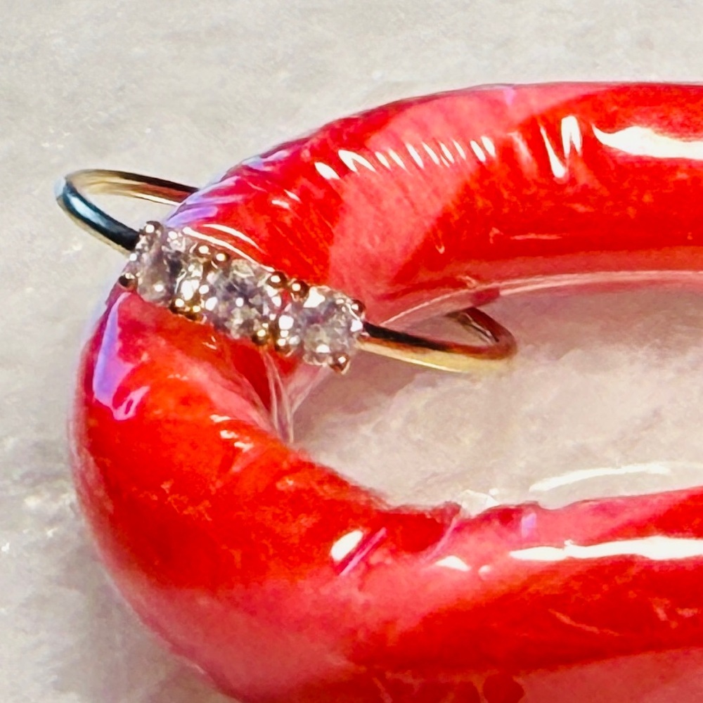 14k dainty cz ring size 7.5-8